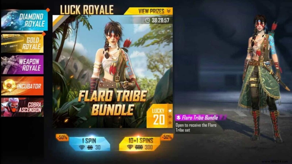 How to get Flaro Tribe bundle in Free Fire at 50% off? 
