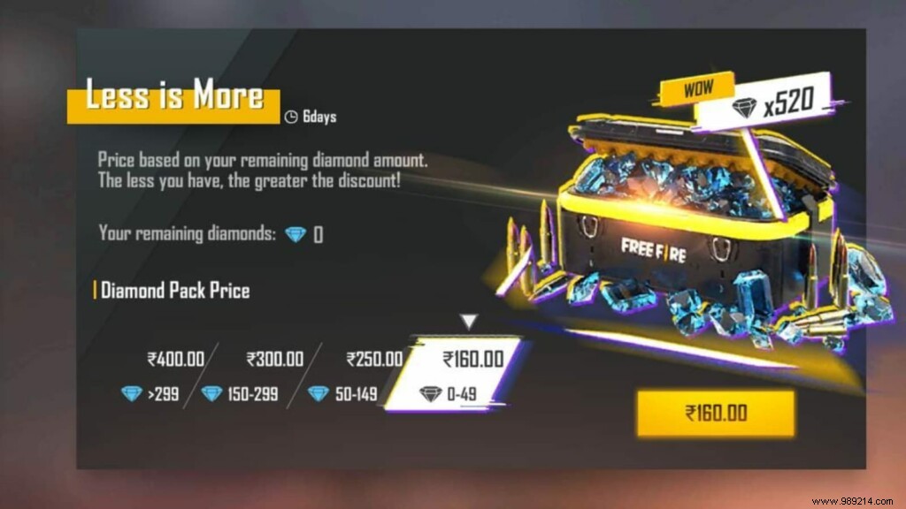 How to get diamonds in the Free Fire Less is More event? 