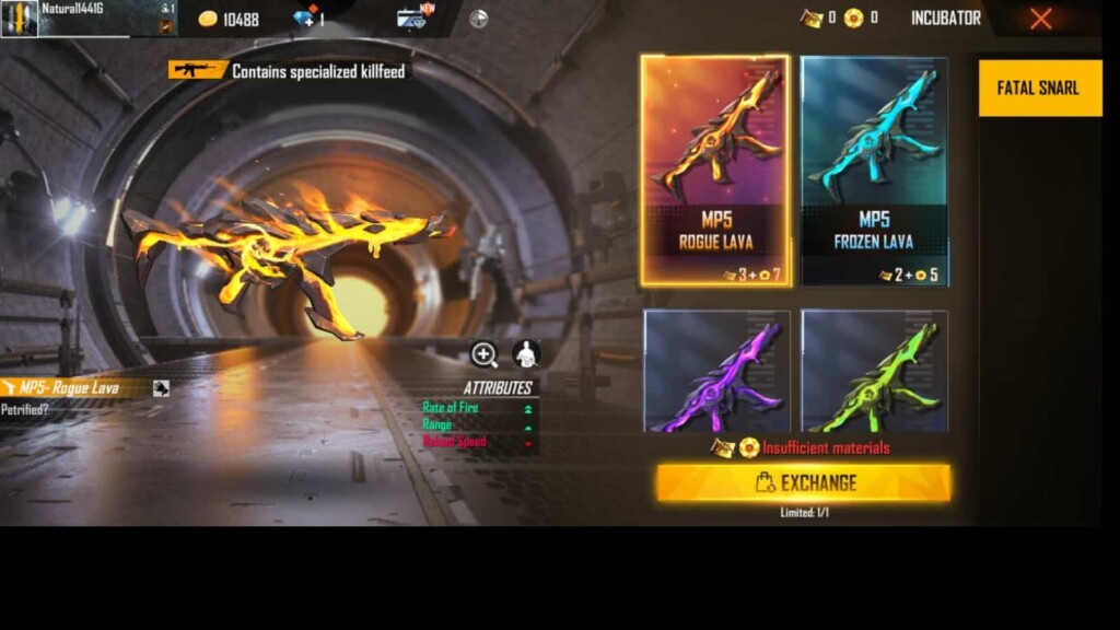 How to get MP5 Fatal Snarl in Free Fire Incubator 40% off today? 