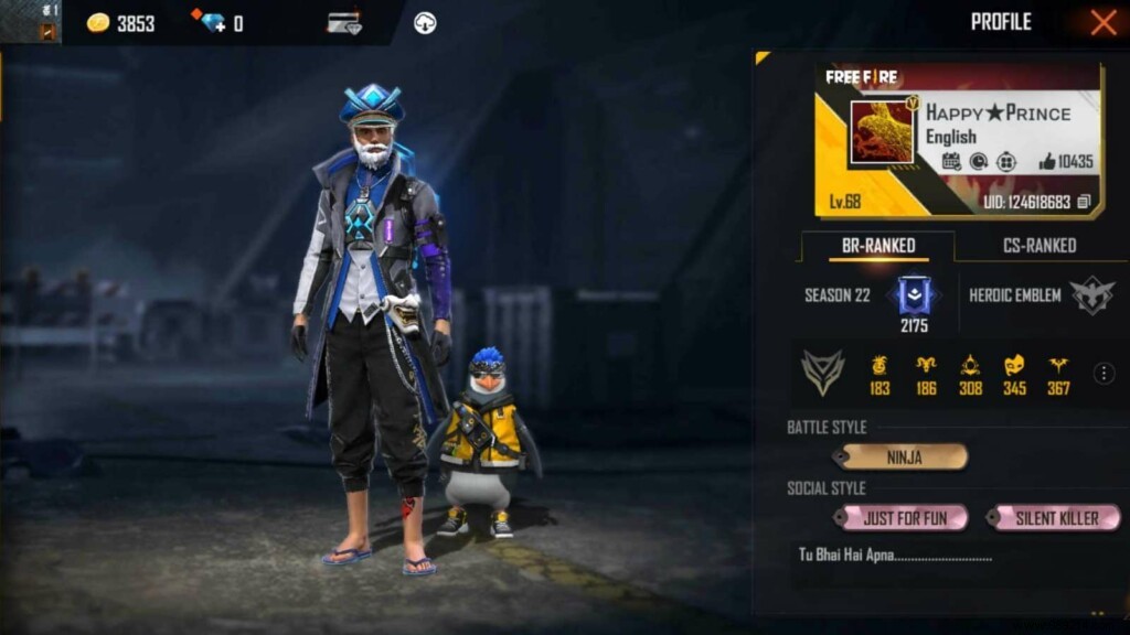What is Happy Prince Free Fire ID:All About His In-Game Stats, YT Rank, Earnings and More in 2021 