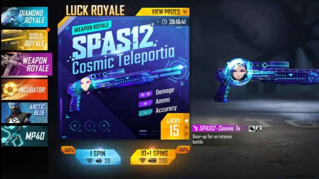 How to get SPAS12 Cosmic Teleportia in Free Fire at 50% discount? 