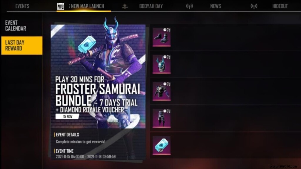 How to get Frosted Samurai Pack in Free Fire today? 