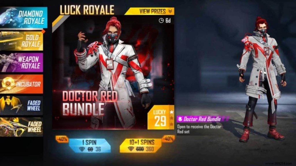 How to get Doctor Red bundle in Free Fire at 40% discount? 
