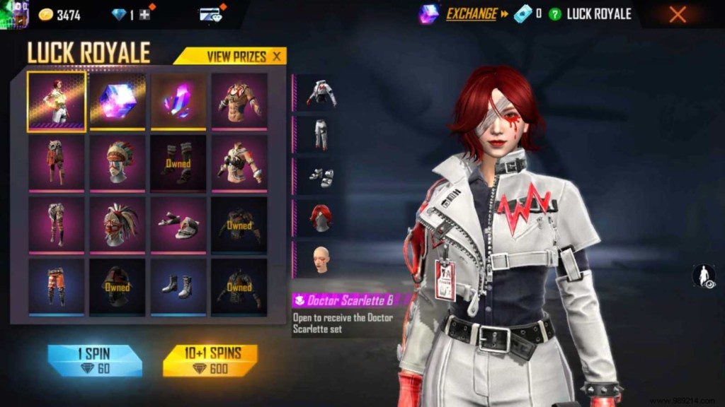 How to get the Doctor Scarlette pack in Free Fire? 