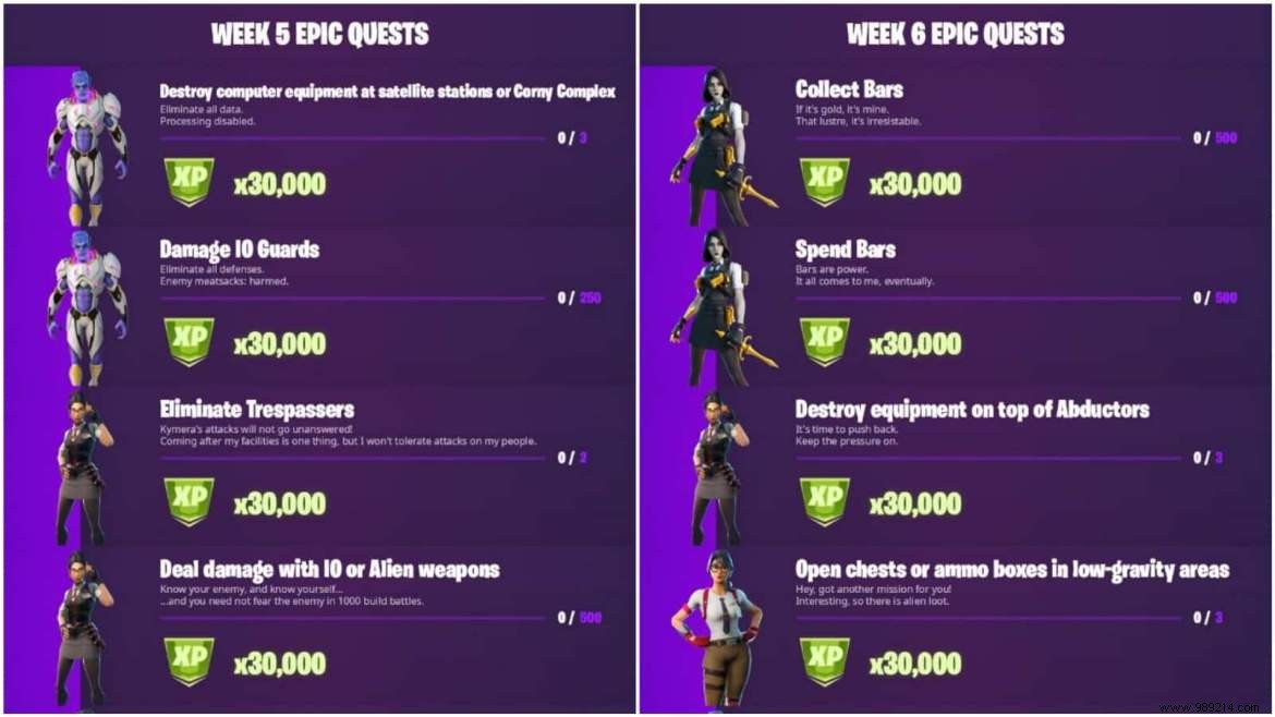 Fortnite Season 7 Epic Quests:Week 3, 4, 5 &6 Epic Challenges 