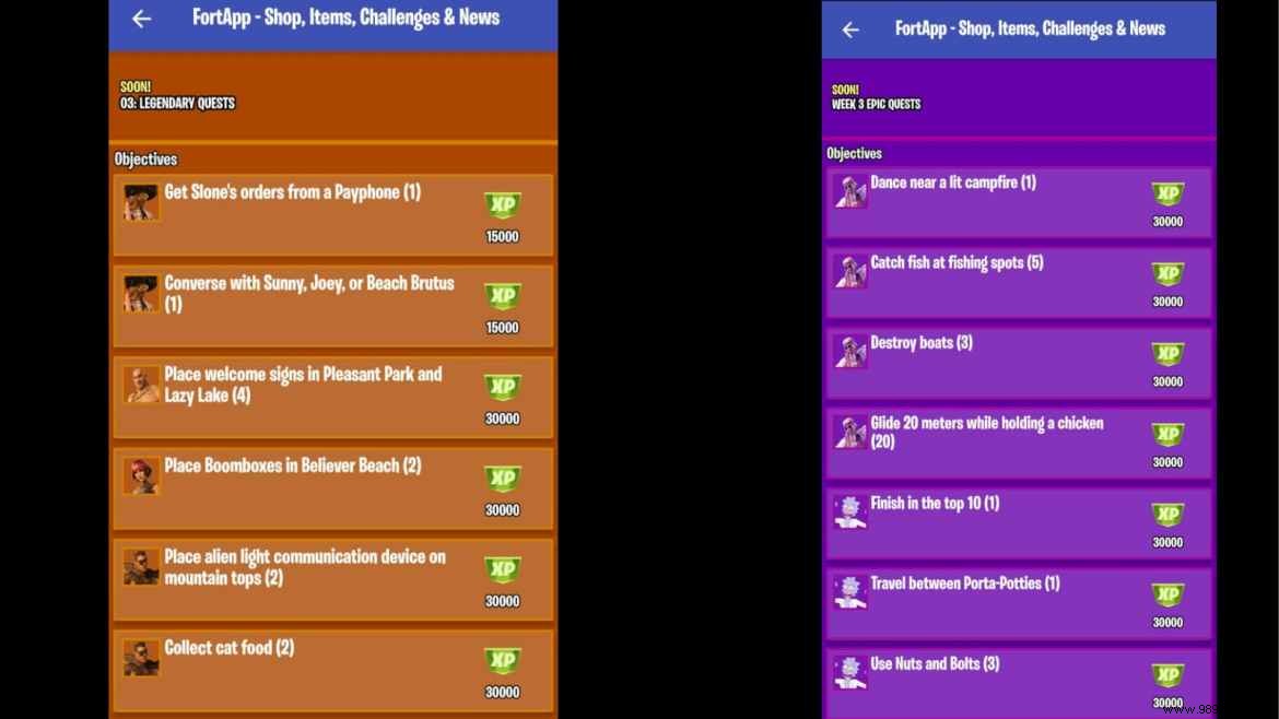 Fortnite Week 3 Challenges in Chapter 2 Season 7:Legendary and Epic Quests 