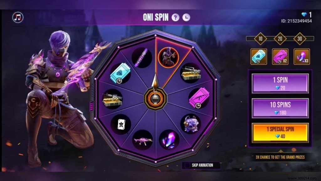 How to get the Midnight Oni Pack in Free Fire? 