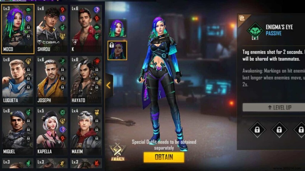 Nairi vs Elite Moco:who is the best Free Fire character for December 2021? 