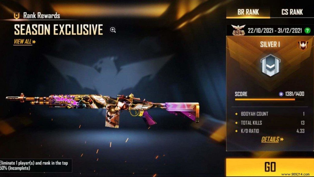 Season 25 Ranked Free Fire Mode Start Date and Rewards Revealed 