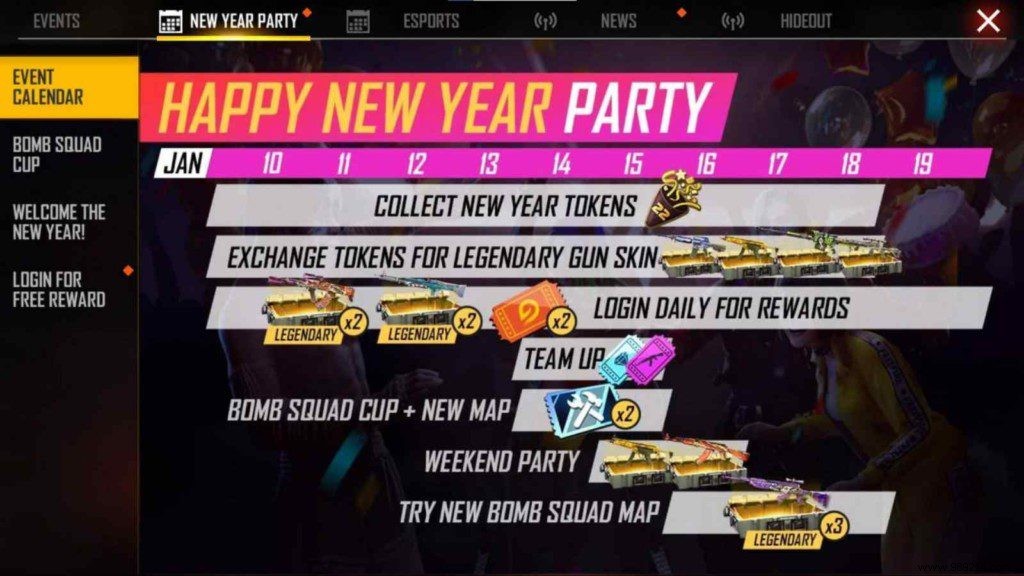 How to Get Free Legendary Gun Skins from Free New Year Party Event? 