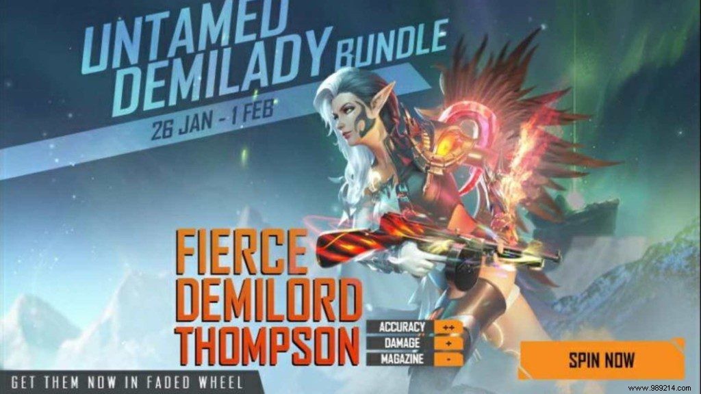 How to get Fierce Demilord Thompson skin in Free Fire Faded Wheel? 
