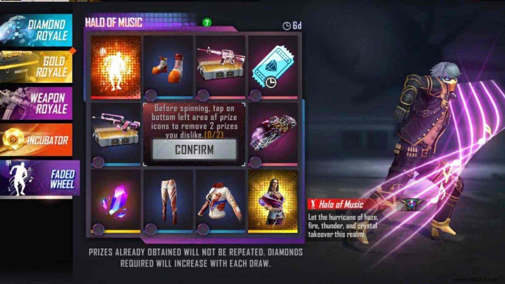 How to get new Halo Of Music emote in Free Fire Faded Wheel? 