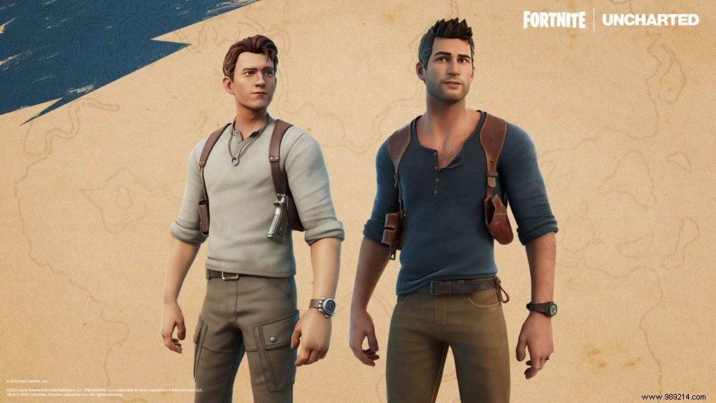 Make a fortune with Nathan Drake and Chloe Frazer from the Uncharted series on Fortnite Island 