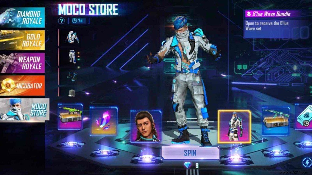 How to get Blue Wave Pack in Free Fire MAX from Moco Store? 