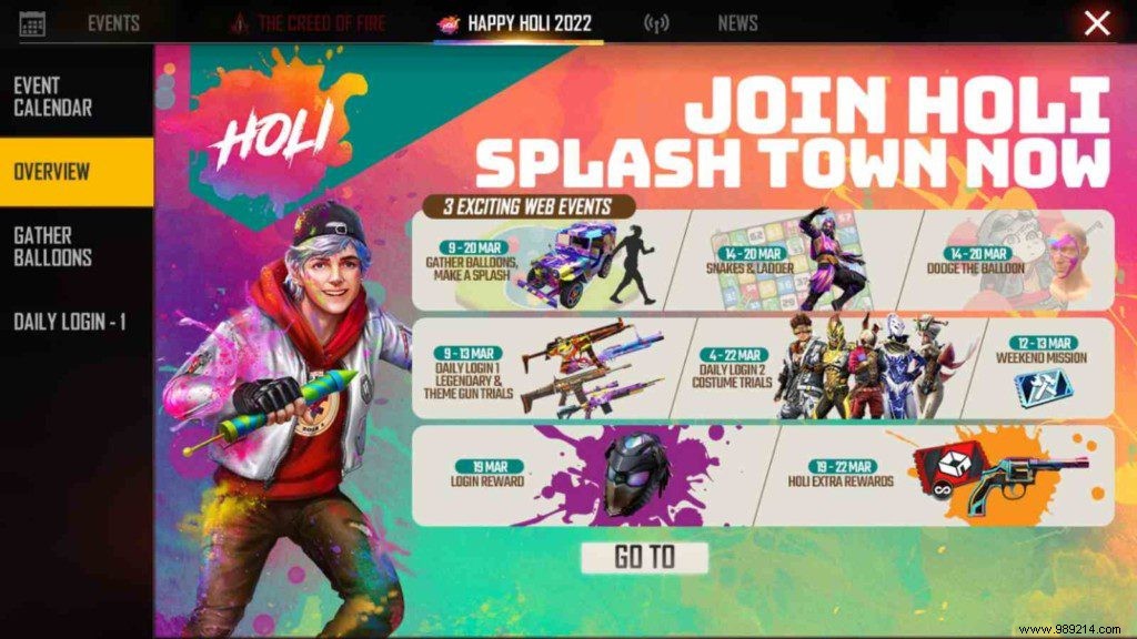 How to get legendary weapon skin for free in Free Fire MAX Holi login event? 
