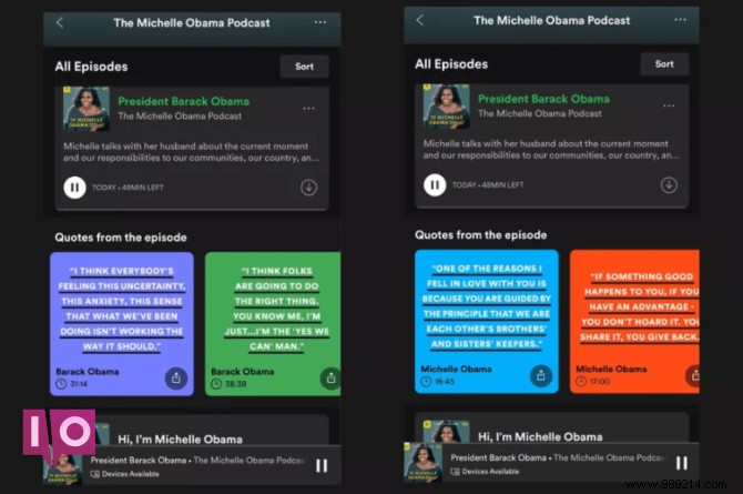 Spotify is testing shareable quotes on podcasts 