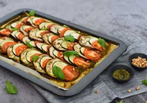 Vibrant Ratatouille Sheet Pan Cake with Homemade Pesto: Plant-Based Recipe