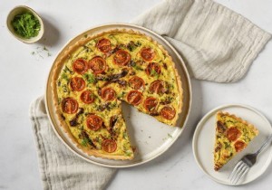Recipe:a colorful, vegetable quiche with a crunchy crust 