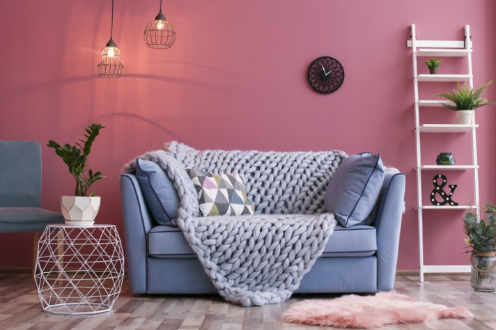 Inspiration for a pink living room 