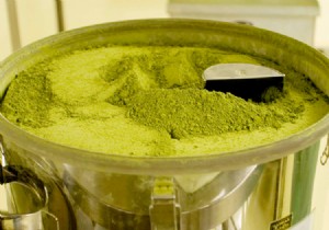 Cake with candied ginger and Organic Matcha tea powder 