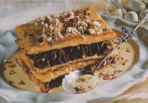 Millefeuille of Roquefort with peanuts 