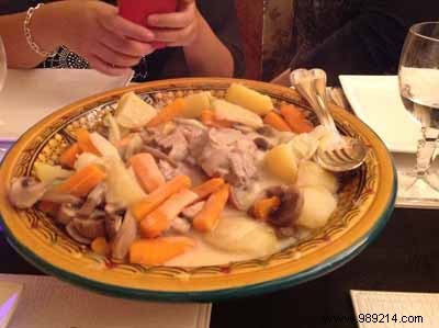 Traditional veal stew with vegetables and button mushrooms 