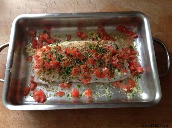 Roasted cod with tarragon and herbs 