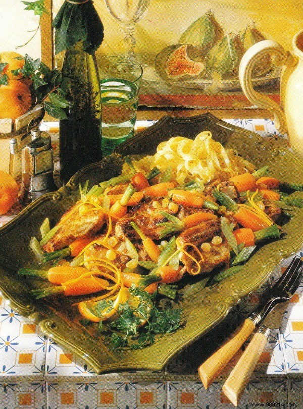 Sauteed veal with carrots and orange 