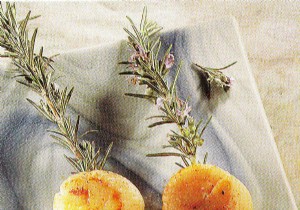 Scallops on rosemary skewers, candied lemon sauce 