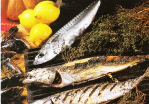 Grilled mackerel with thyme flower 