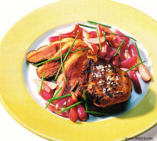 Duck breast with pink radishes 
