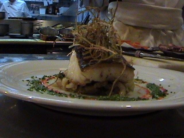 Grilled fresh cod steak with mashed potatoes, 