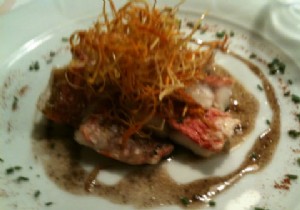 Pan-Seared Red Mullet with Madiran Wine Reduction and Crunchy Vegetable Medley