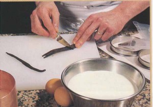 Plate of exotic fruits, Tahitian vanilla sabayon 