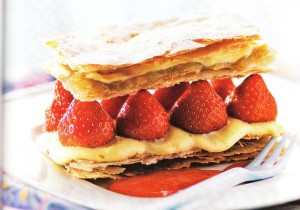 Millefeuille of strawberries and rhubarb 