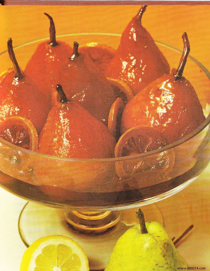 Wine poached pears 
