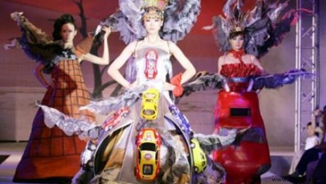 Haute couture dresses made from waste 