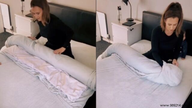 On TikTok, a mother shares her amazing trick to put on her duvet cover in seconds 