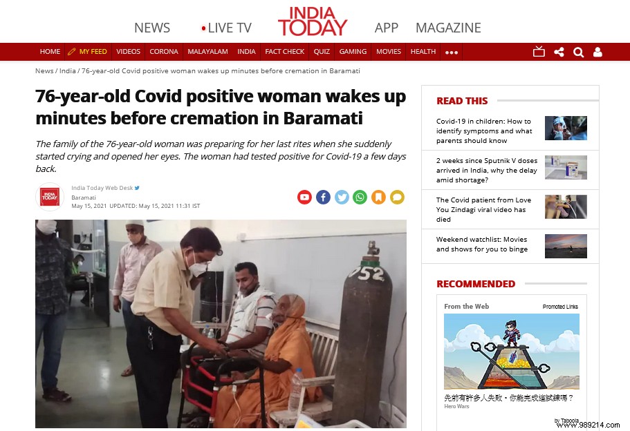 Covid-19:an old lady who was thought to be dead wakes up before her cremation 