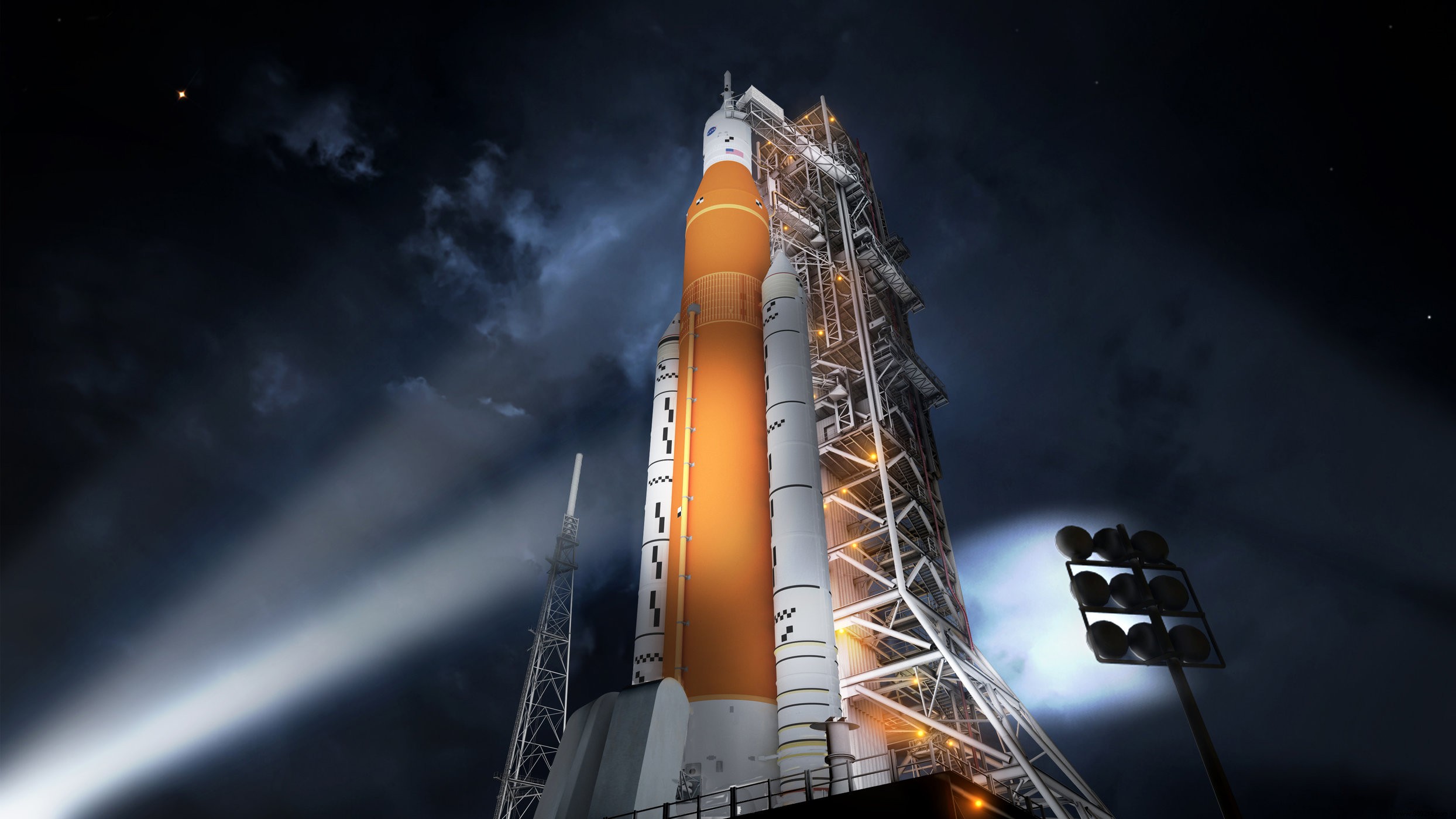 Where is the SLS, the huge rocket responsible for sending the next humans to the Moon? 