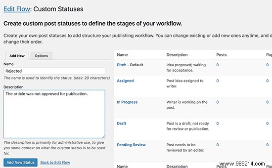 How to add custom post status for blog posts in WordPress