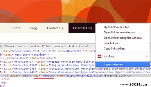 How to add nofollow links in WordPress navigation menus