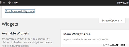How to add WordPress widgets in accessibility mode