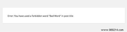 How to create a list of banned words for WordPress titles
