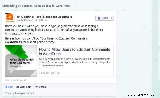 How to embed Facebook status posts in WordPress
