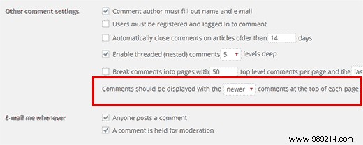 How to rearrange comments in WordPress - Show most recent on top