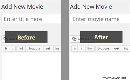 How to replace the text Enter title here in WordPress