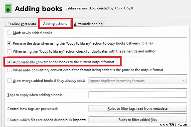 How to automatically convert e-books to Kindle format when importing to your library