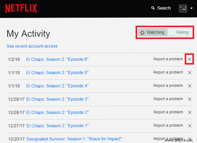 How to delete recently watched on Netflix