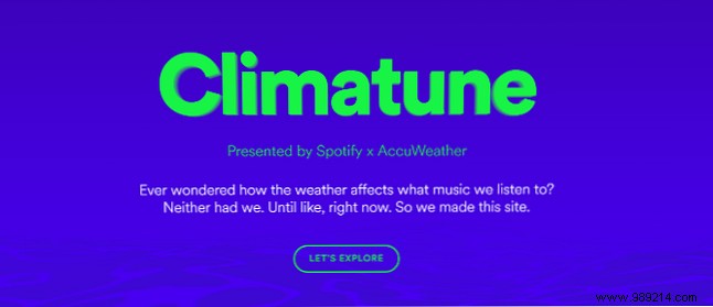 Spotify now shows music based on the weather